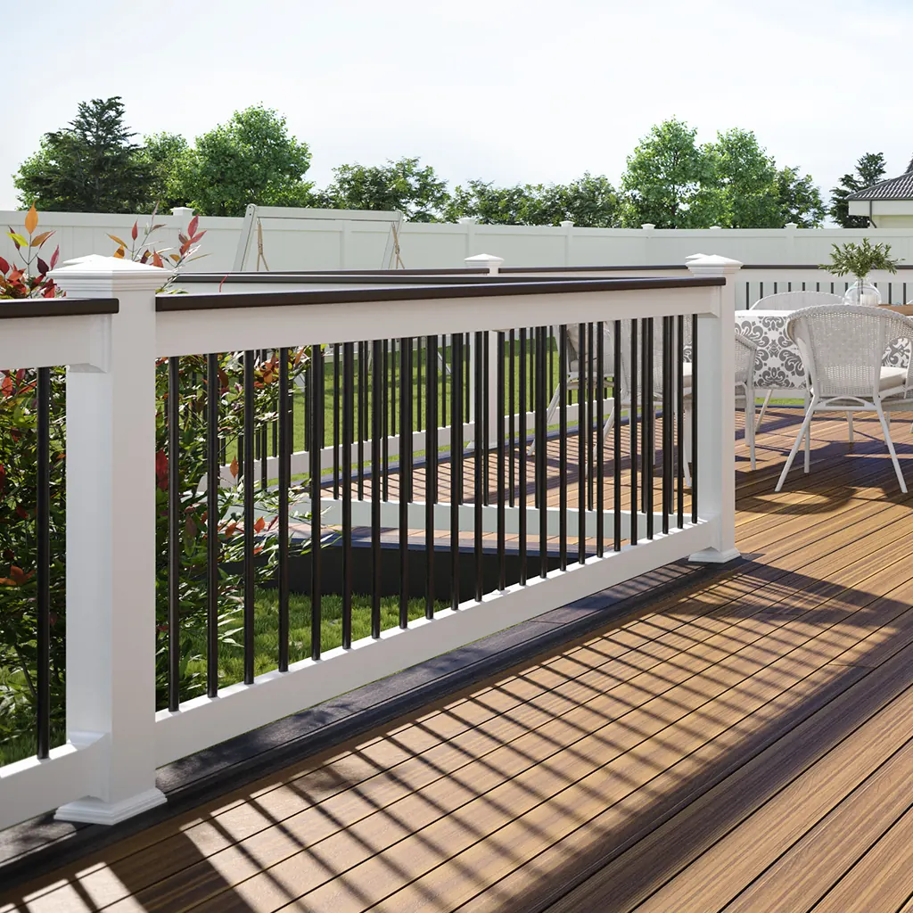 Envision Modern XL vinyl railing with black balusters