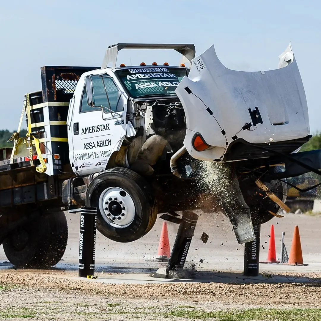 Bulwark Image Bulwark shallow mount bollard crash test