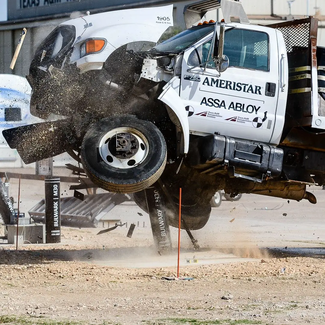 Bulwark Image Bulwark shallow mount bollard crash test