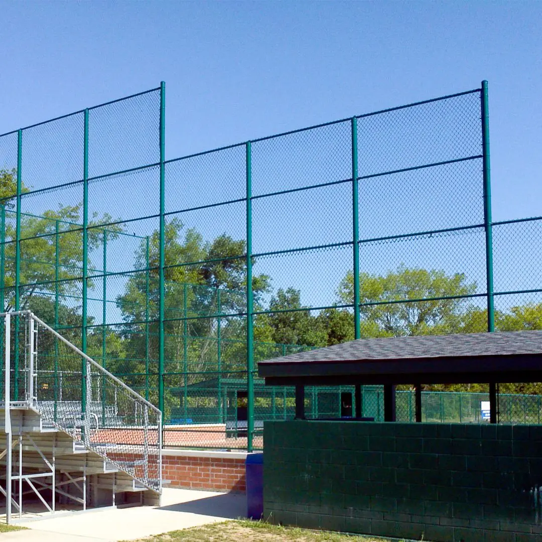Chain link fence framework - color-coated chain link fence installed, Ameristar