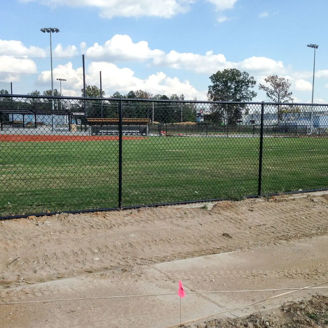 Chain link fence framework - color-coated chain link fence installed, Ameristar