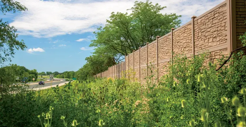 Catalyst molded commercial fence along a roadway