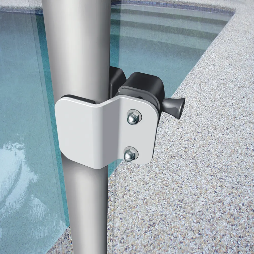 D&D MagnaLatch side-pull latch on a pool gate post