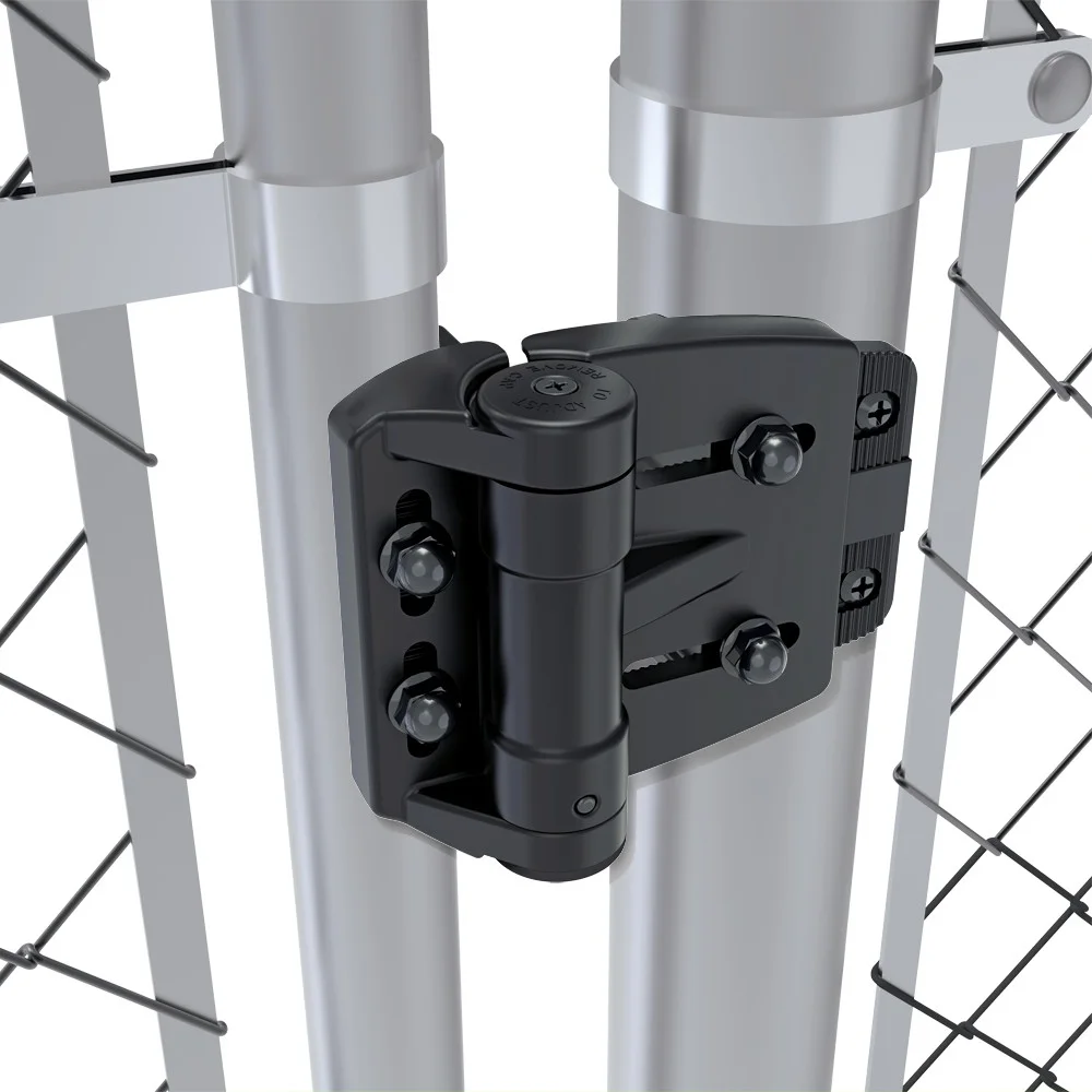 TruClose multi-adjust hinge on a chain link gate