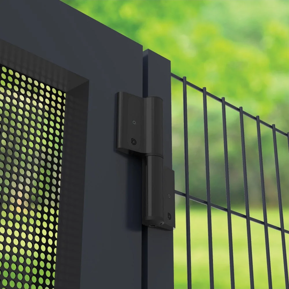 SureClose gate closer hinge on a mesh panel gate