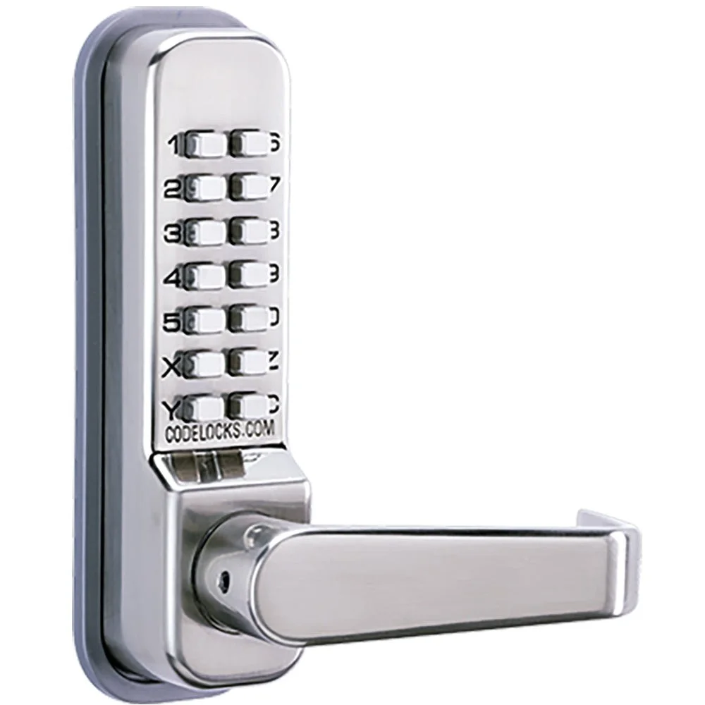 D&D Technologies mechanical codelock with keypad and lever handle in stainless finish
