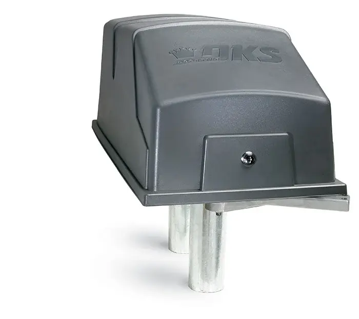 Commercial swing gate operator - swing gate operator installed on a swing gate, DoorKing