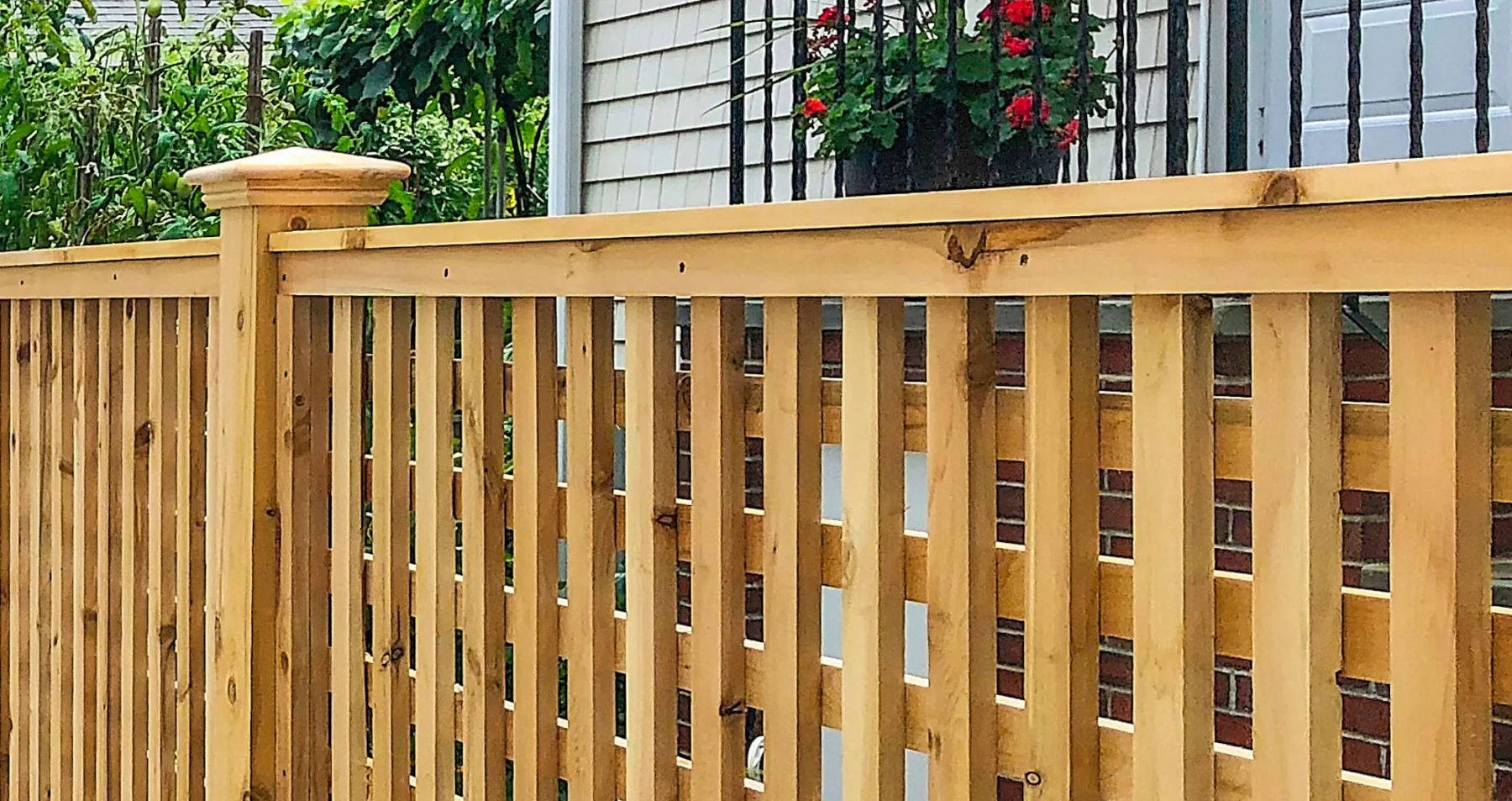 Eastern Wood Fence heavy lattice fence section with cap post