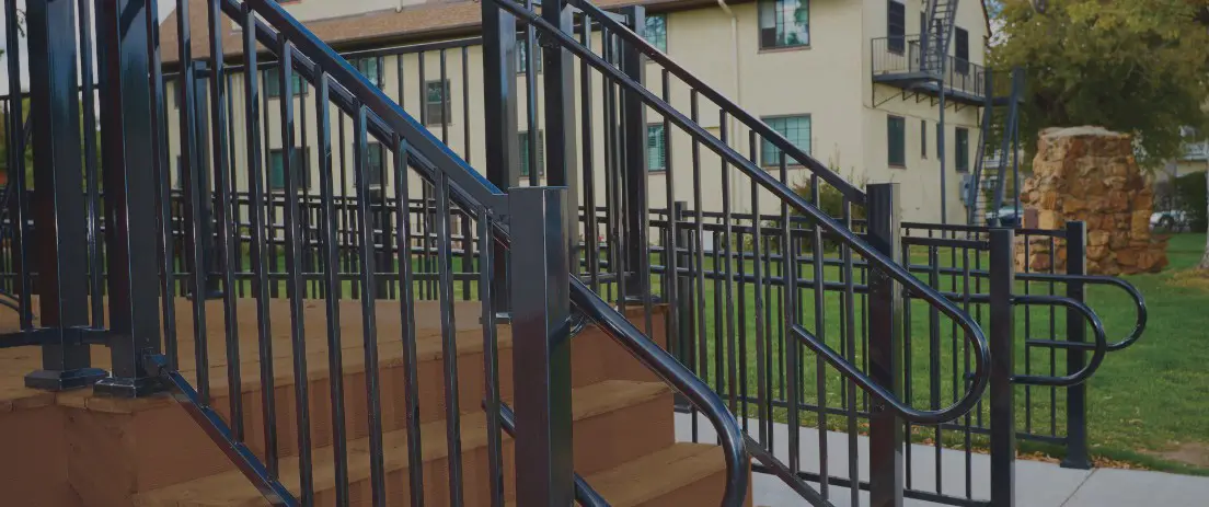Fortress aluminum handrail on an exterior stair
