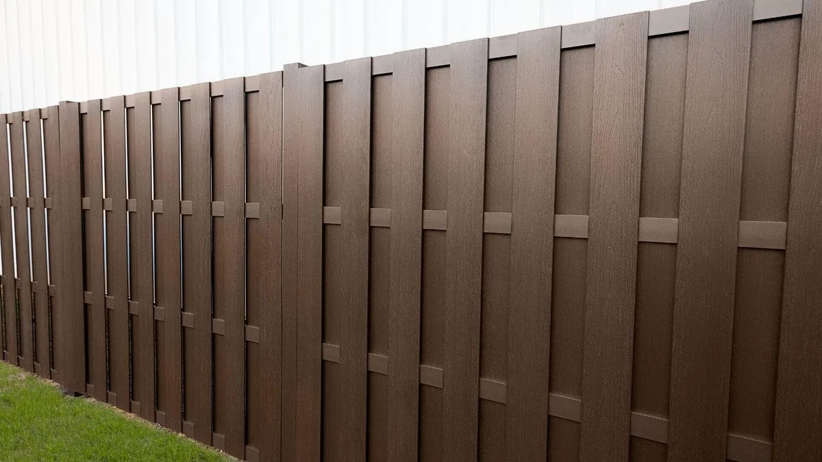 Brown cap composite shadowbox picket fence