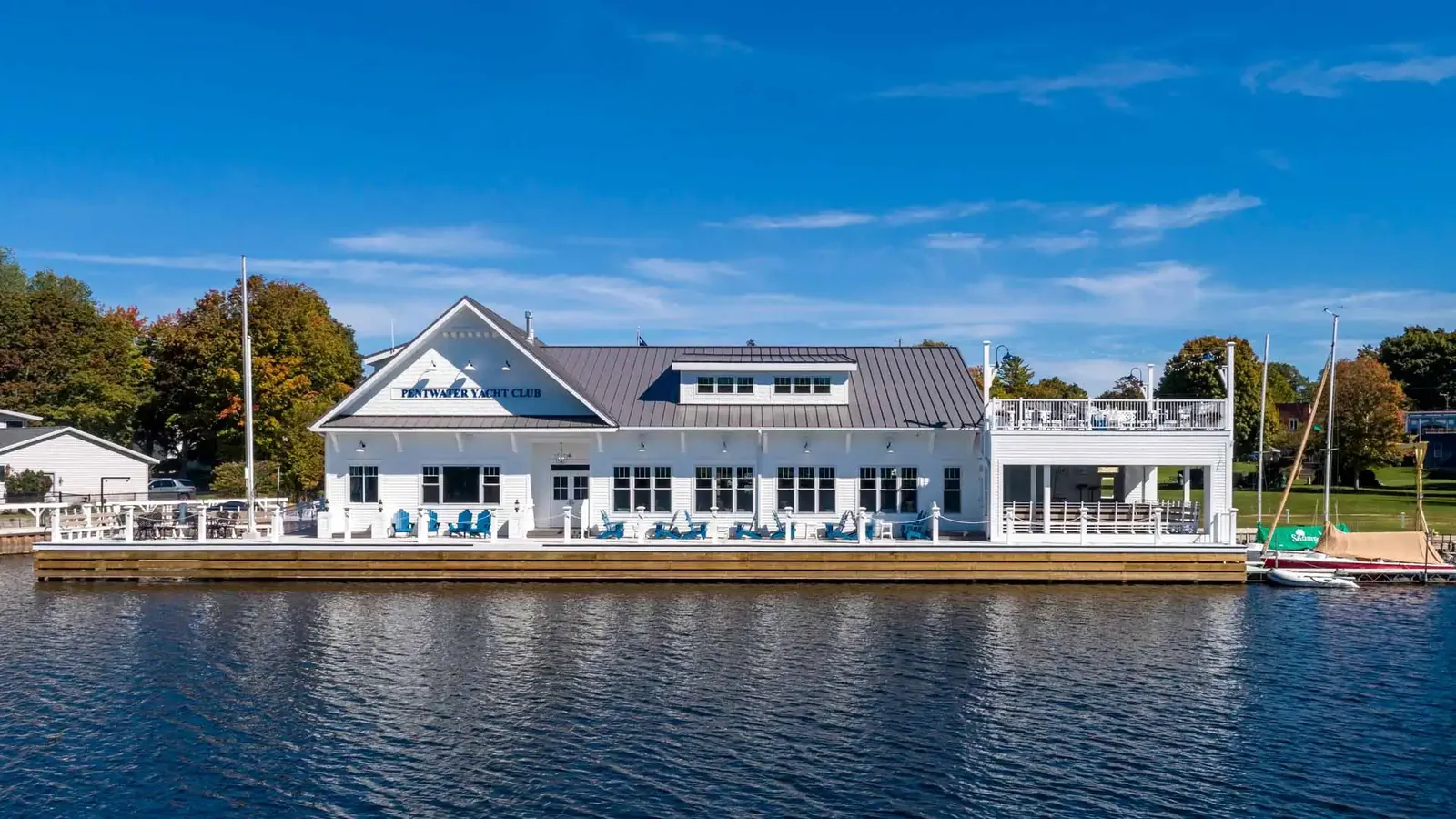 Waterfront clubhouse with a wraparound composite deck
