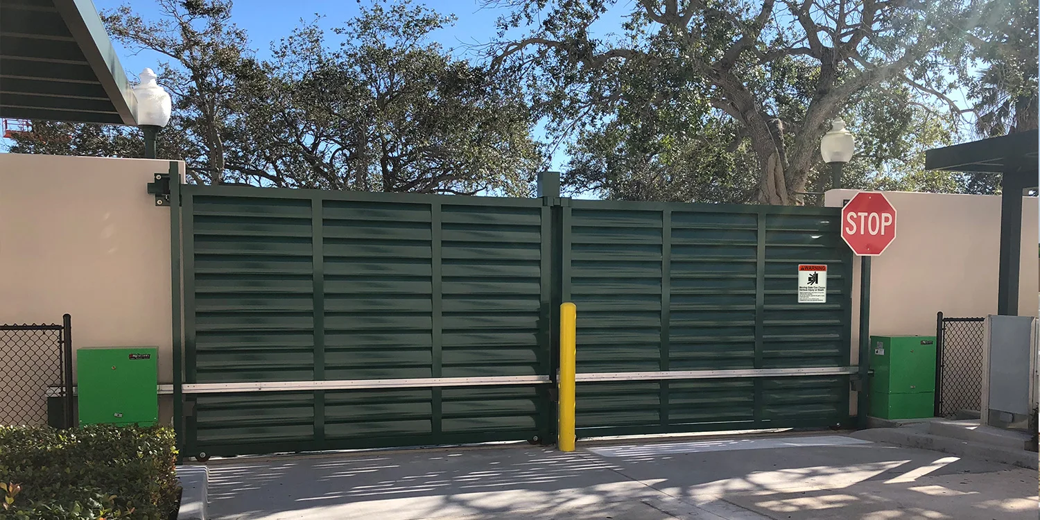 HySecurity SlideDriver slide gate operator at an installed gate