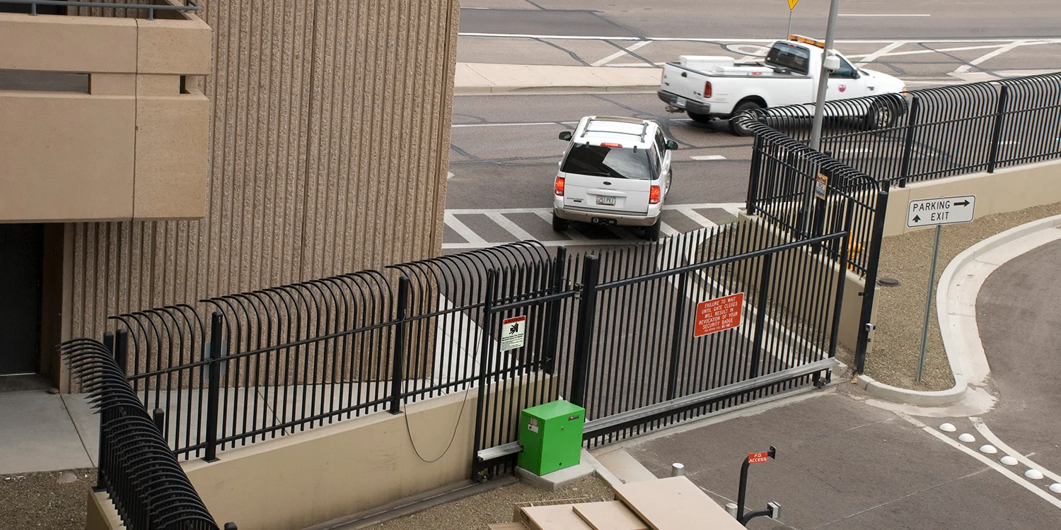 HySecurity SlideDriver slide gate operator at an installed gate