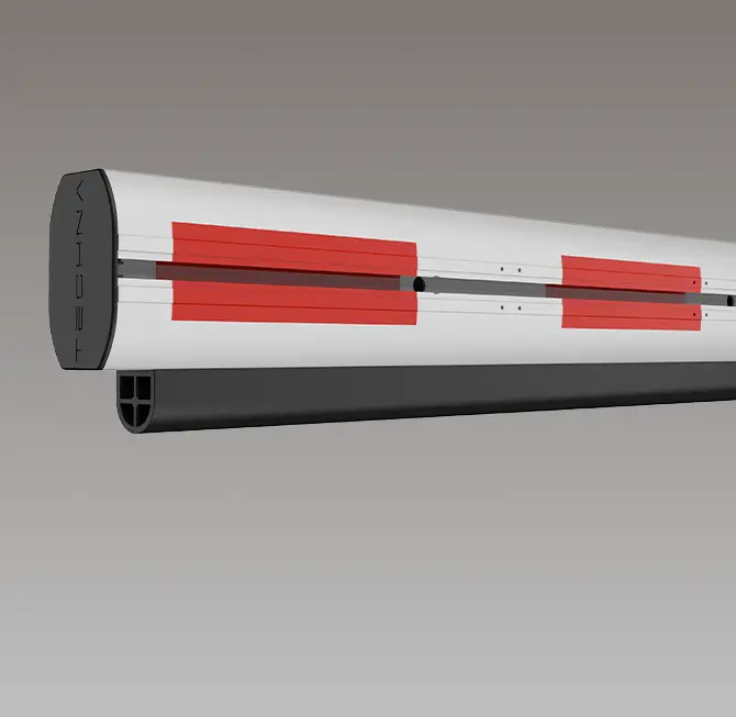 LiftMaster TECHNA barrier arm with red reflective stripes