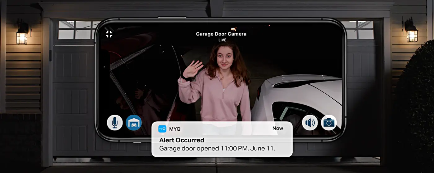 LiftMaster myQ garage door camera alert on a phone