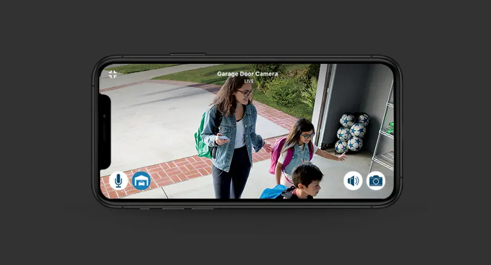 LiftMaster video entry live camera view on a smartphone
