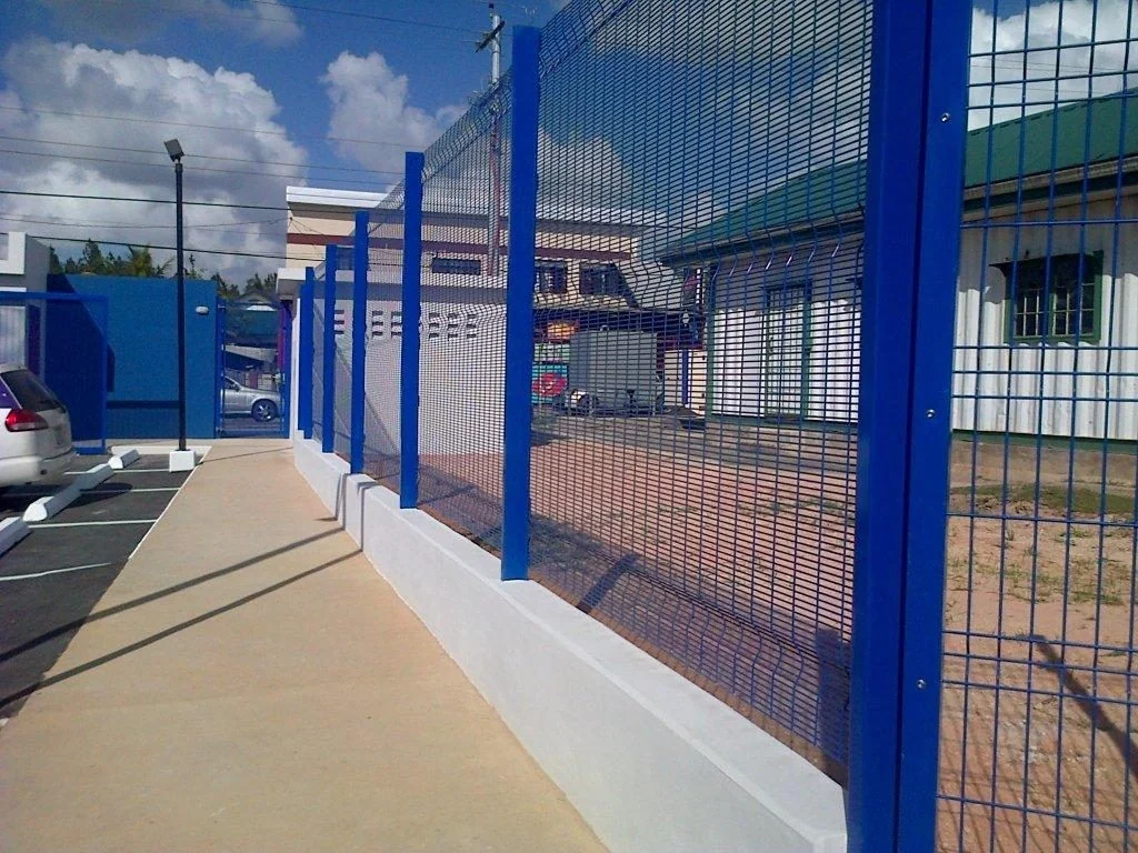 Blue Acmafor Maximum Security panels along a building