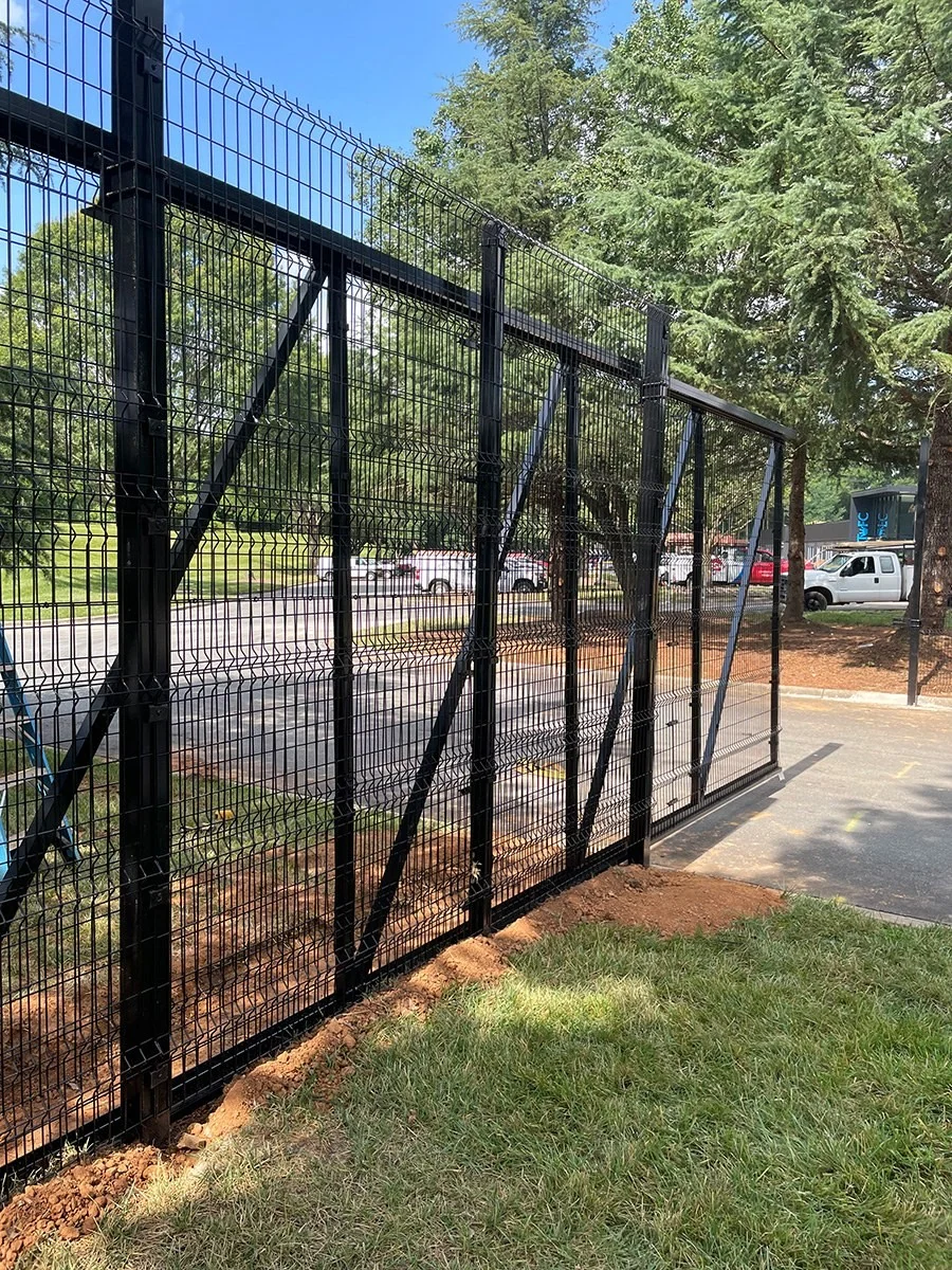 Black welded cantilever gate frame