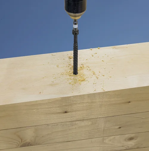 Structural screw driven into a mass timber panel