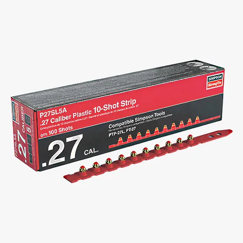 Strip of 0.27 caliber powder-actuated load strips