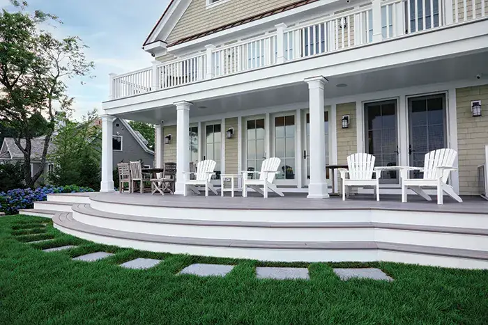 TimberTech curved deck with matching fascia and risers