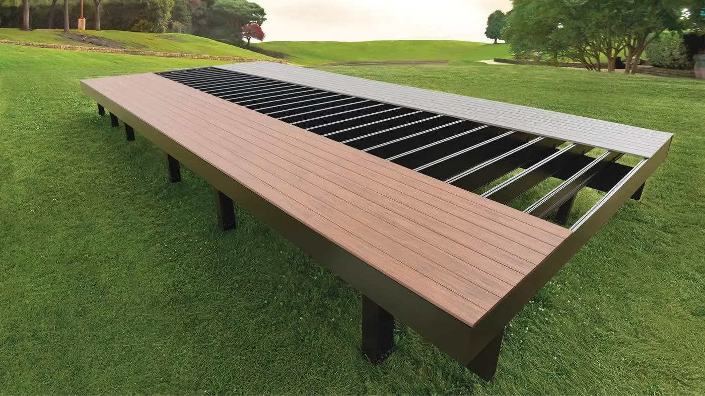 TimberTech aluminum joists and beams under partial decking