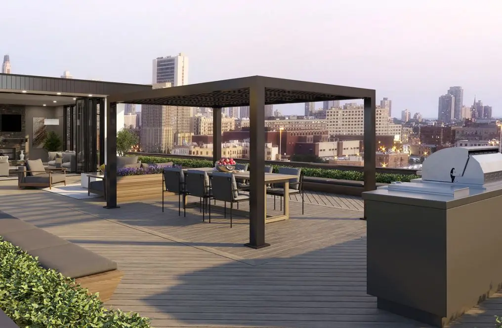 Trex trn cgi urbanrooftop 01 bc pergola dining area grill Article Image Main