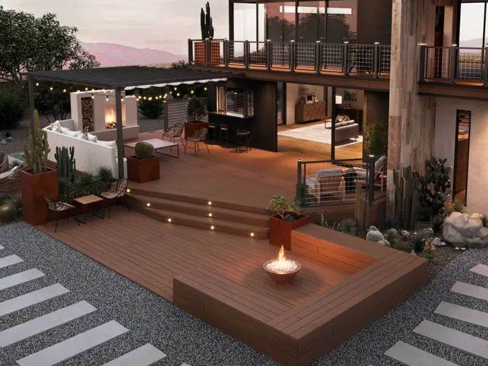 Trex sig arizona 002 oc sig mesh railing lighting pergola wide angle dusk Medium