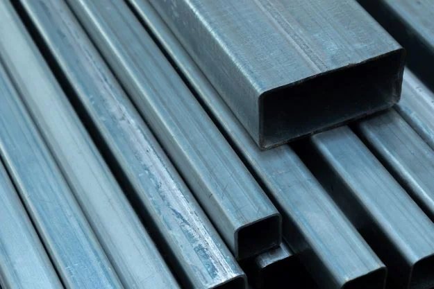 Close view of rectangular steel tube ends