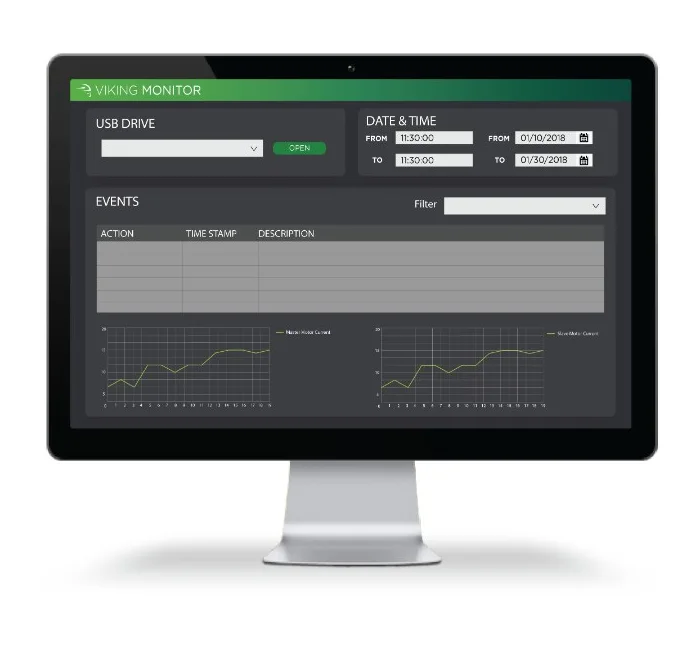 Viking Monitor event log software on a computer display