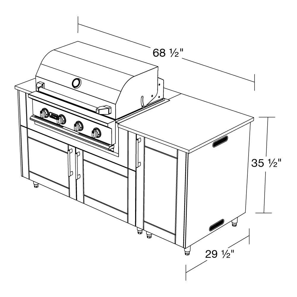 WeatherStrong 68 in Horizon, dimension line drawing