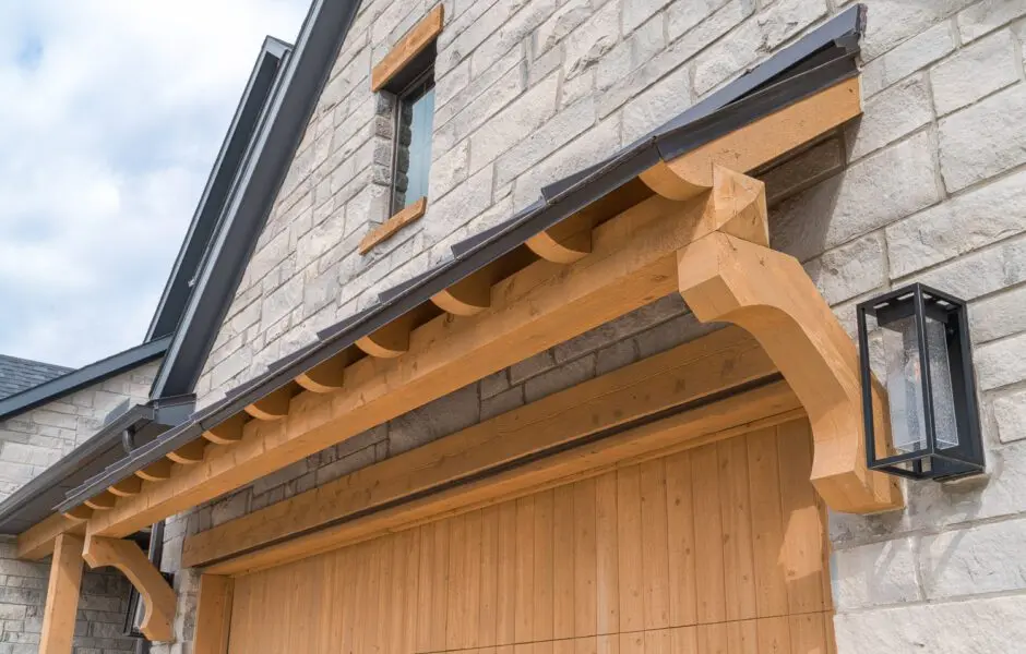 Woodtone AbsoluteTimber bracket detail over a garage door
